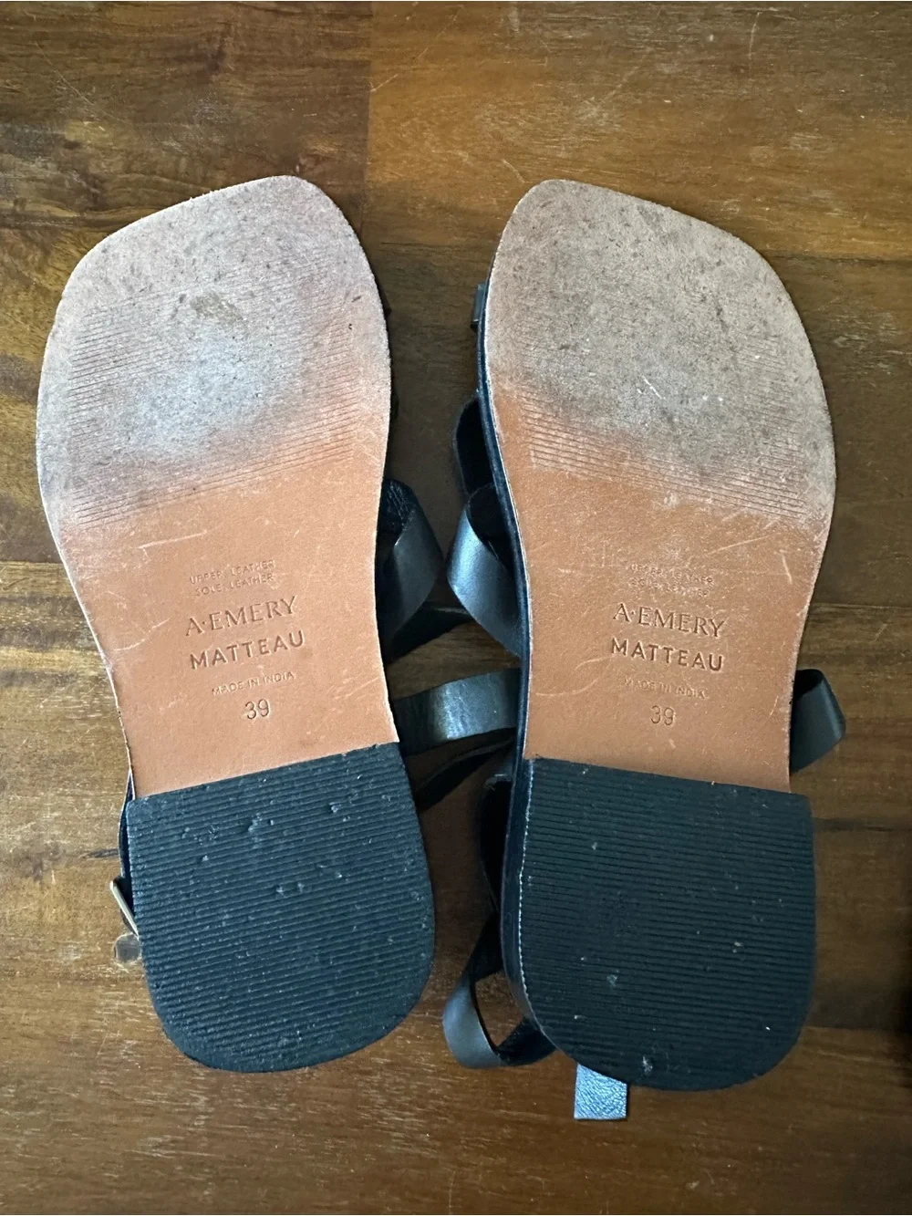 A.Emery x Matteau Black Strappy Leather Sandals - Women's size 39